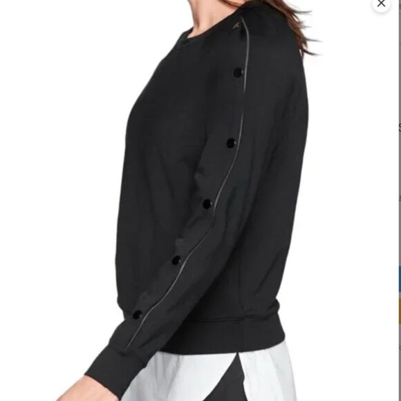 Athleta Tops - Athleta Snappy Sweatshirt Long Sleeve Crewneck Pullover, Size M Black Snap